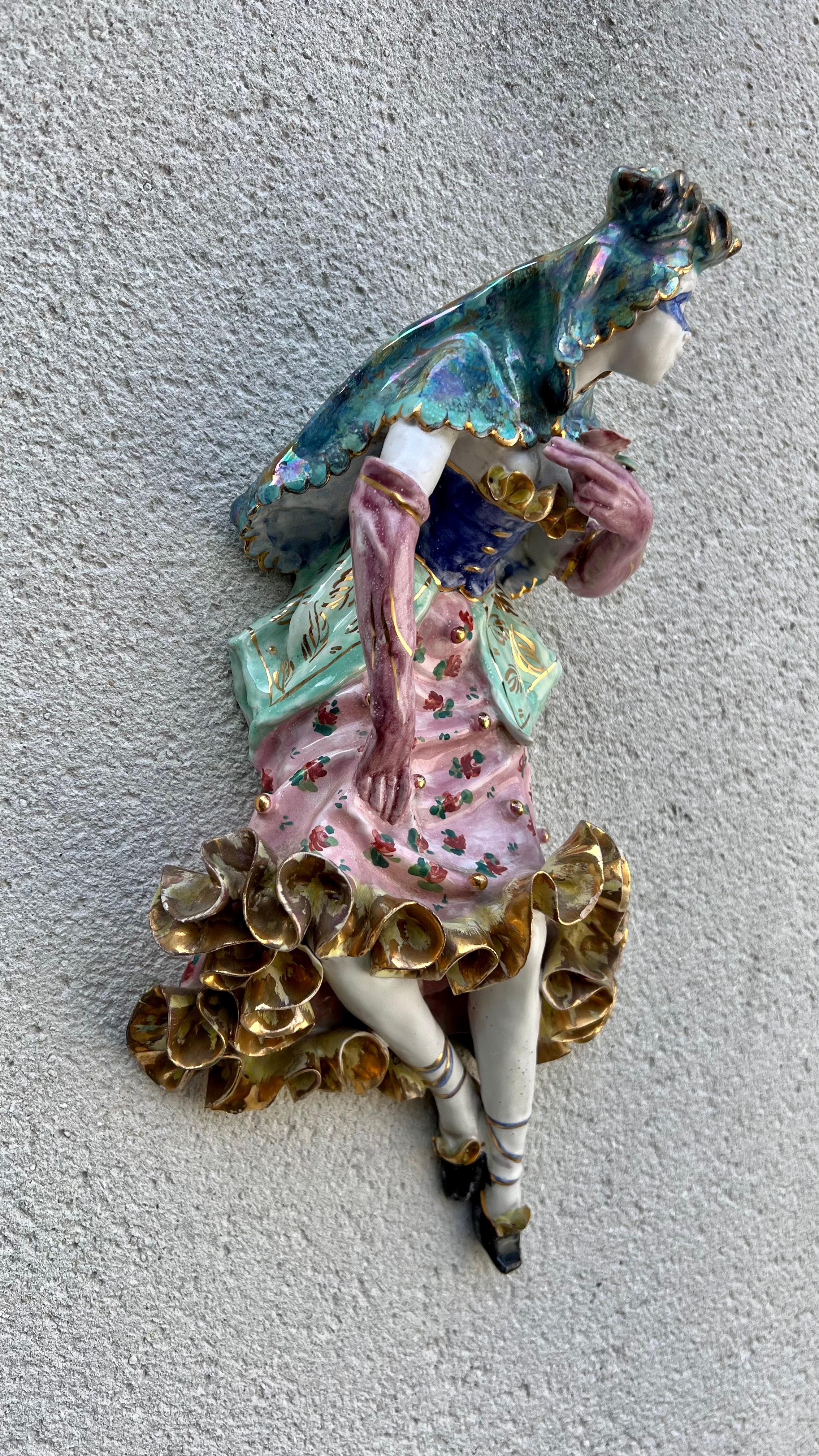 Venezianische Karnevalsmaske-Skulptur aus Keramik, 1950er Jahre im Angebot 4