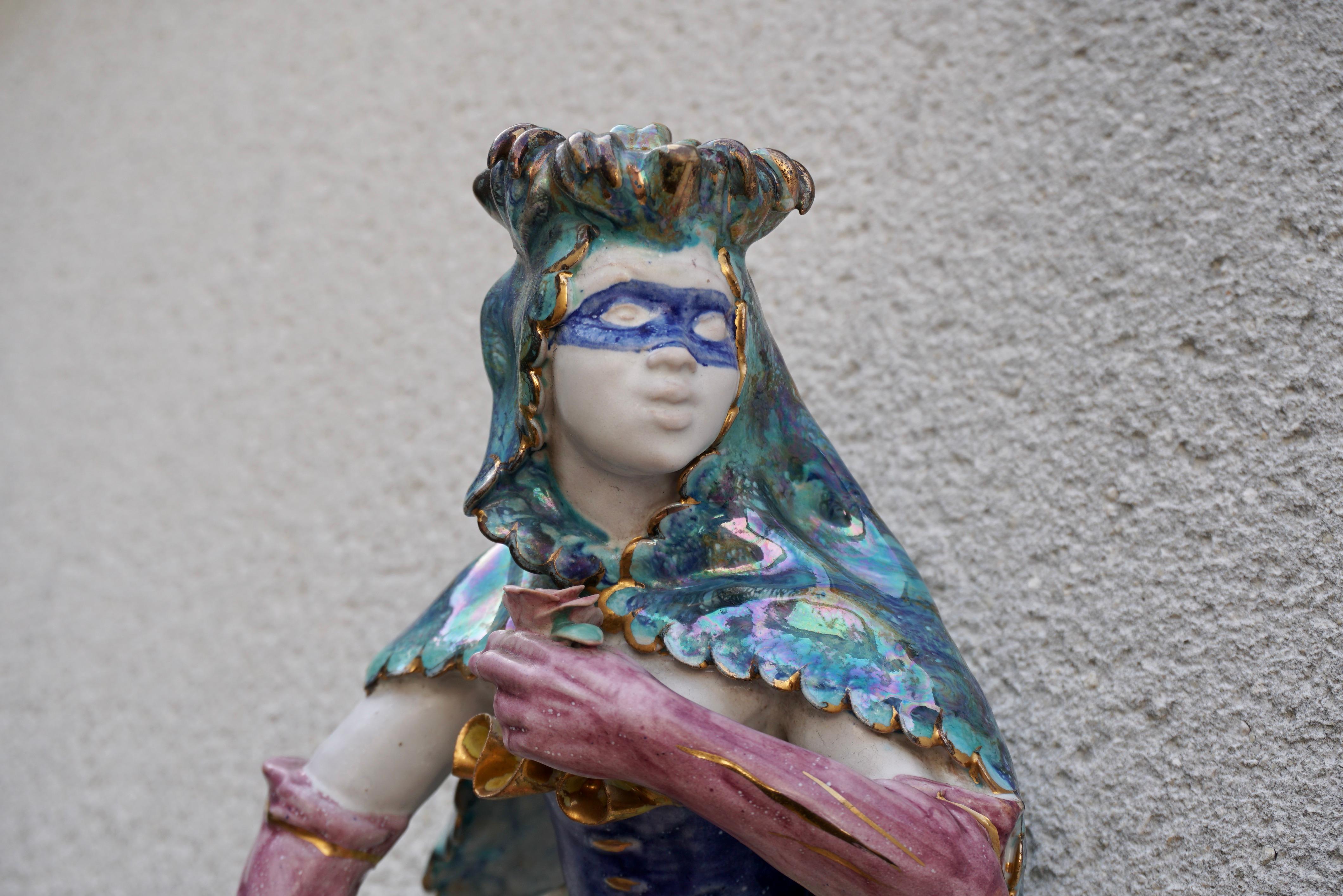 Venezianische Karnevalsmaske-Skulptur aus Keramik, 1950er Jahre im Angebot 5