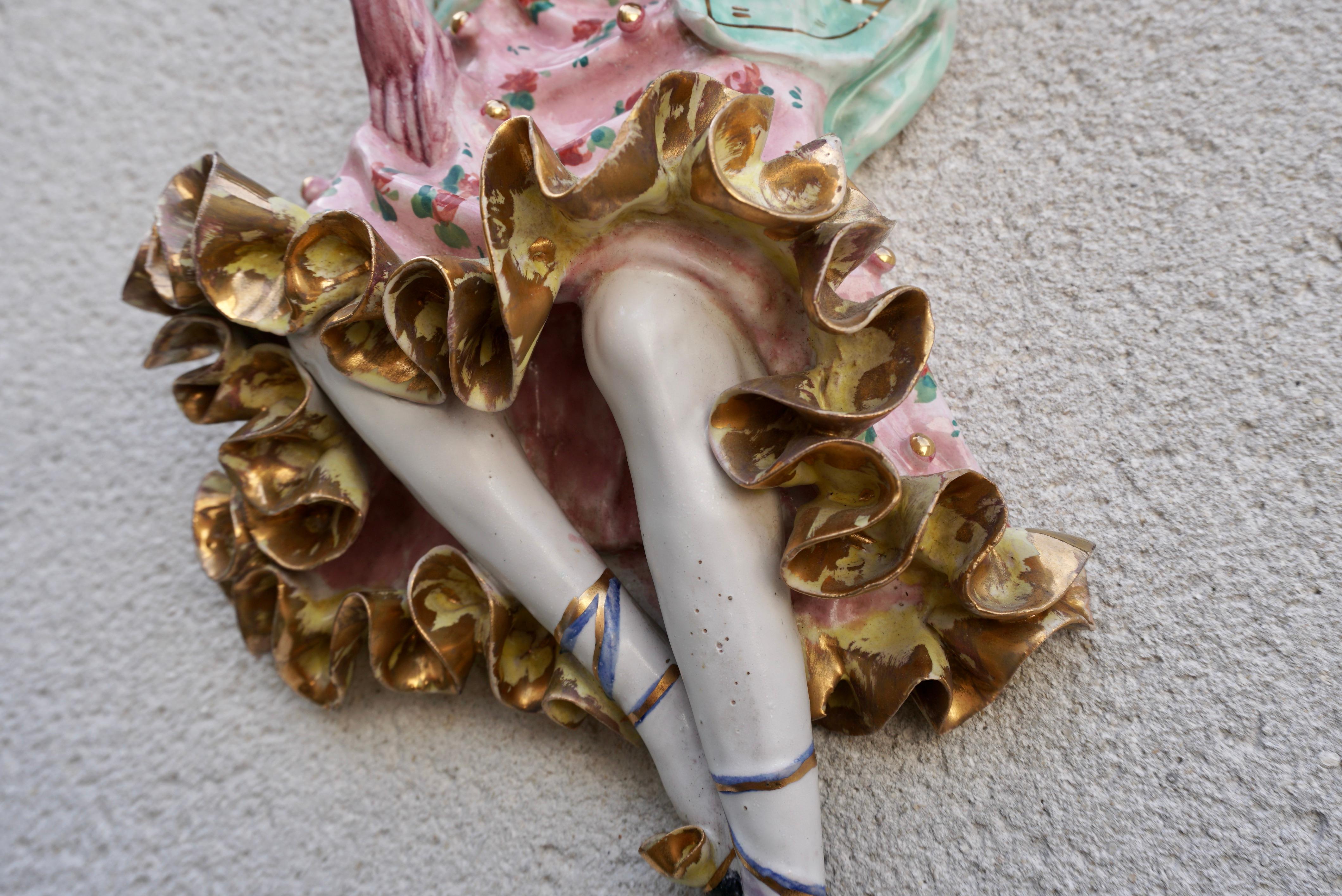 Venezianische Karnevalsmaske-Skulptur aus Keramik, 1950er Jahre im Angebot 8