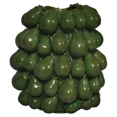 Venetian Ceramics Round Green Color Vases, 2020