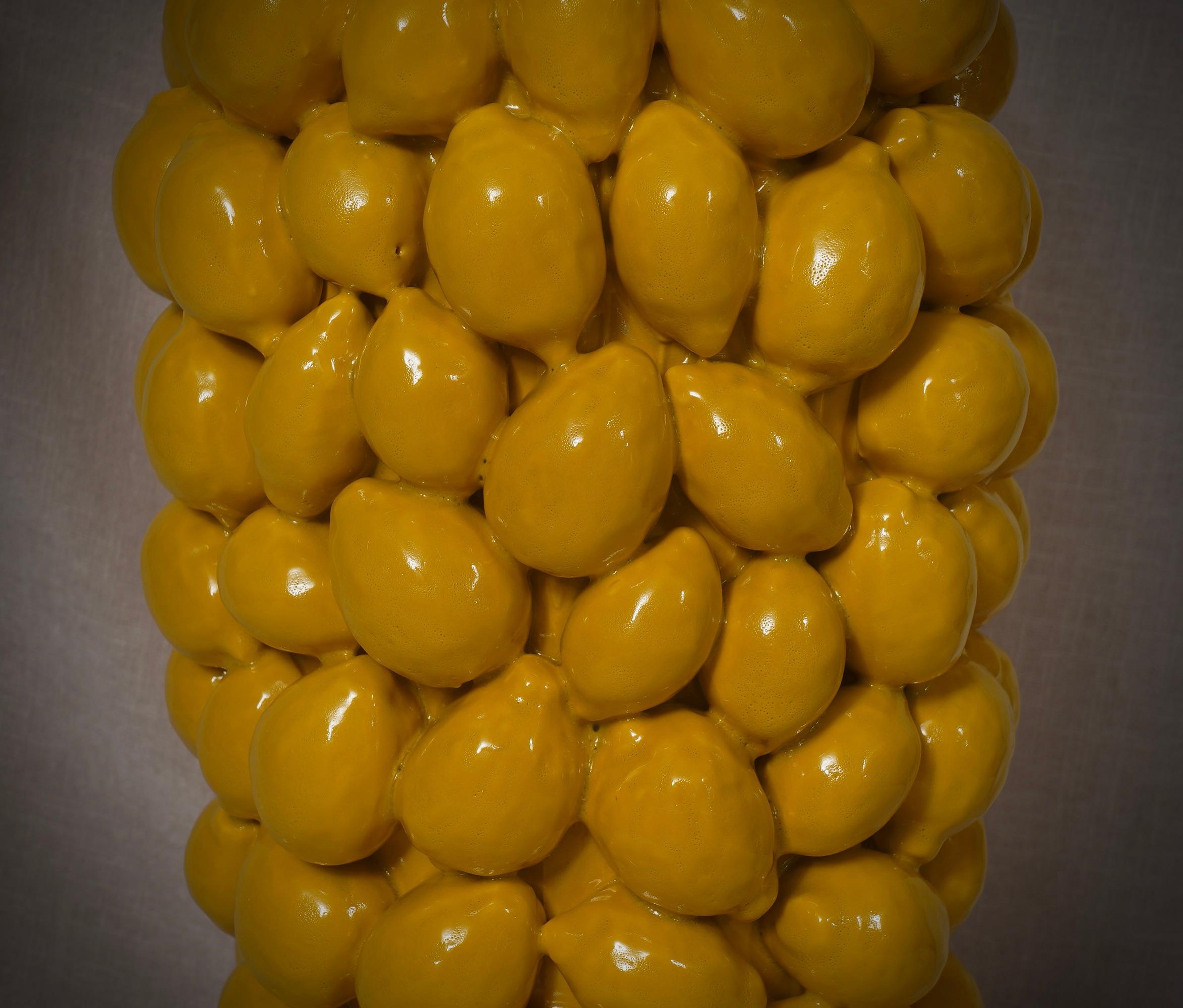 Venetian Ceramics Round Yellow Color Vases, 2020 In Good Condition In Rome, IT