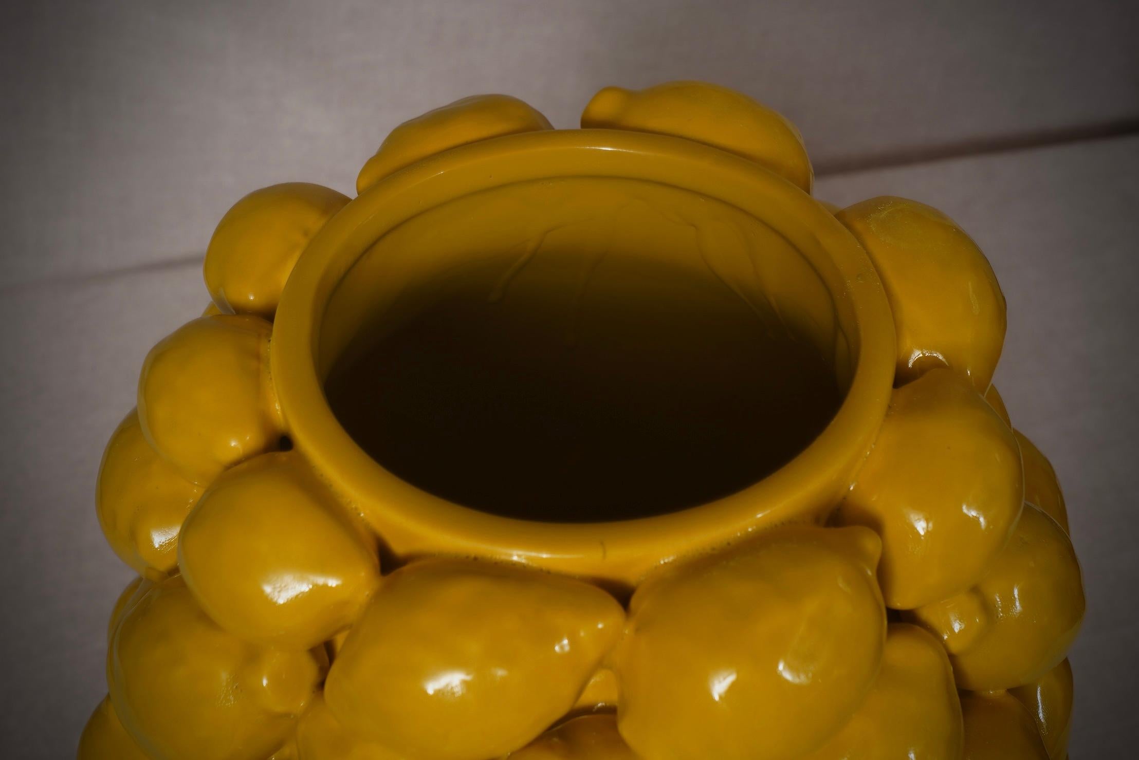 Venetian Ceramics Round Yellow Color Vases, 2020 1