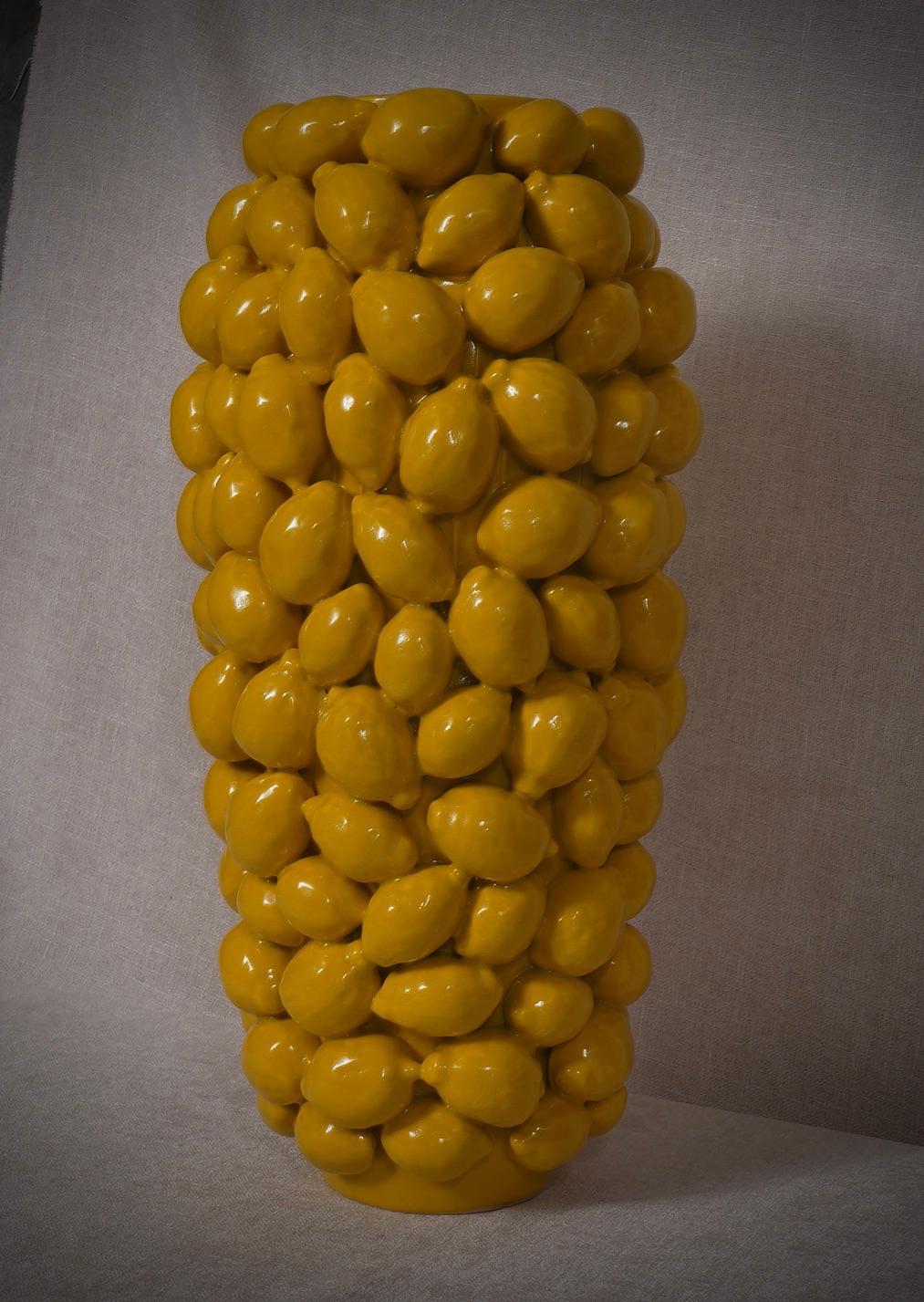 Venetian Ceramics Round Yellow Color Vases, 2020 2