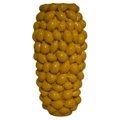 Venetian Ceramics Round Yellow Color Vases, 2020