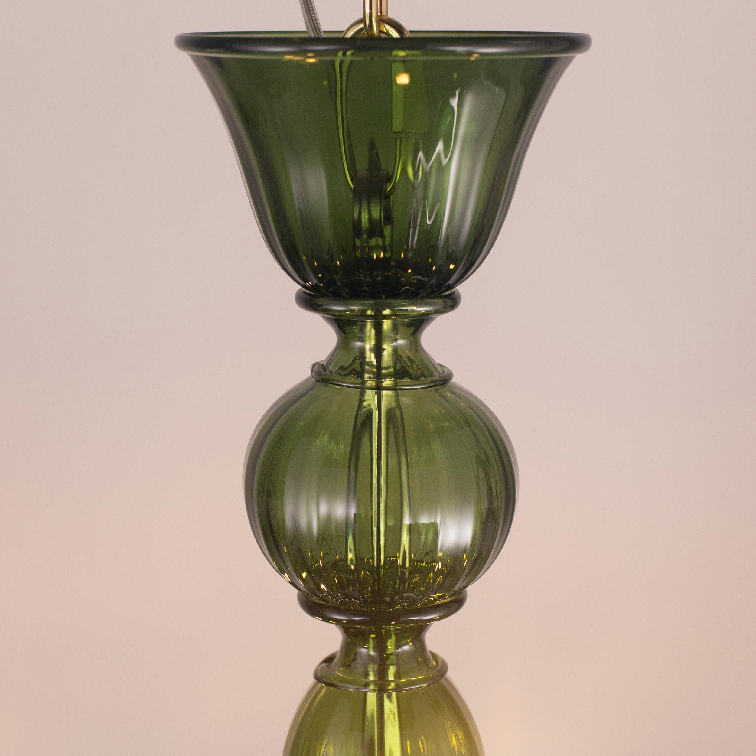 Lustre vénitien à 5 bras en verre de Murano vert olive Simplicissimus par Multiforme Neuf - En vente à Trebaseleghe, IT