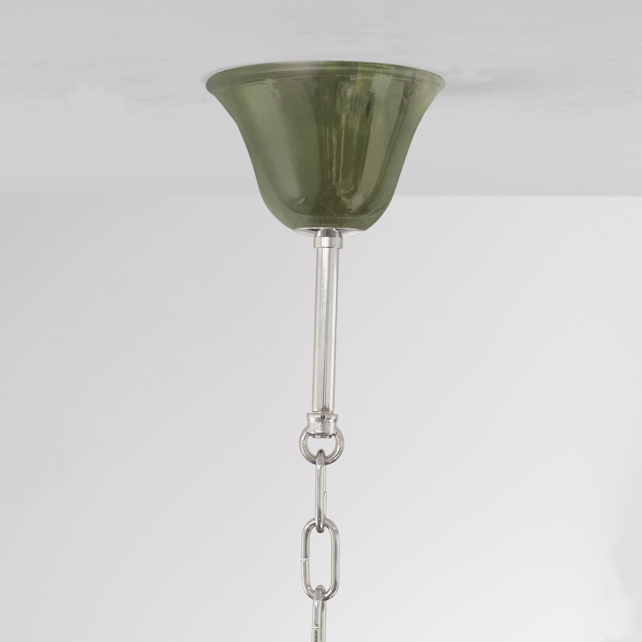 Venetian Chandelier 5 Arms Olive Green Murano Glass Simplicissimus by Multiforme For Sale 1