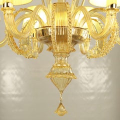 Venetian Chandelier 6 Arms, Amber Murano Glass by Multiforme in stock