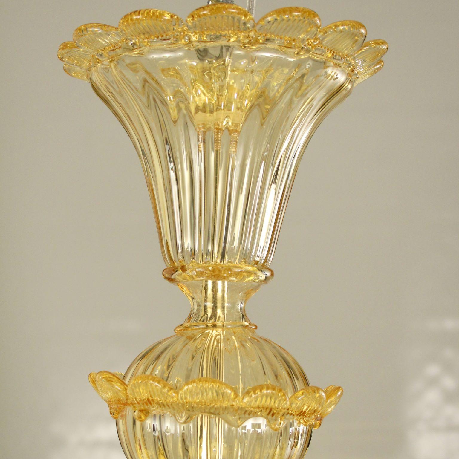Venetian Chandelier 6 Arms, Amber Murano Glass by Multiforme in stock In New Condition For Sale In Trebaseleghe, IT
