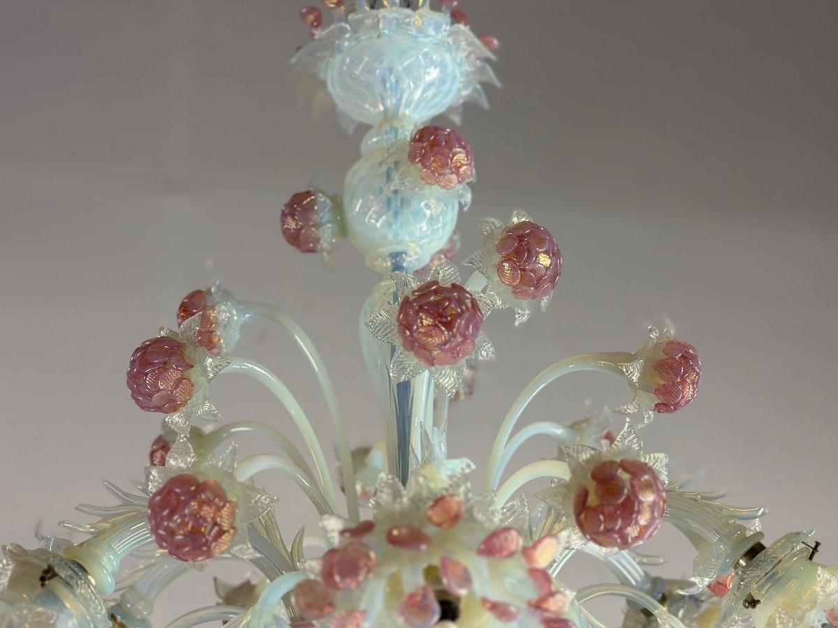 Venetian Chandelier In Blue And Red Murano Glass Circa 1930 For Sale 5