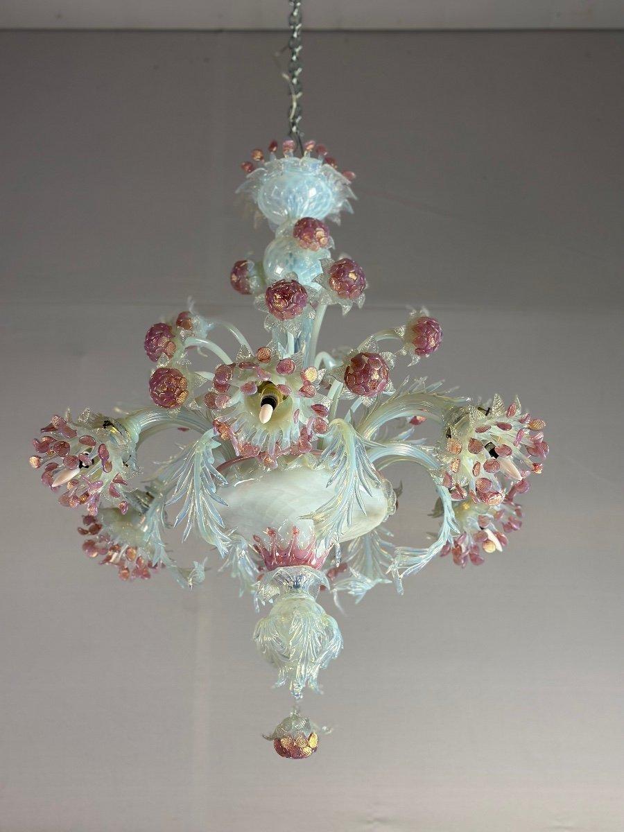 20th Century Venetian Chandelier In Blue And Red Murano Glass Circa 1930 For Sale