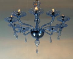 Venetian chandelier in blue Murano glass, around 1980