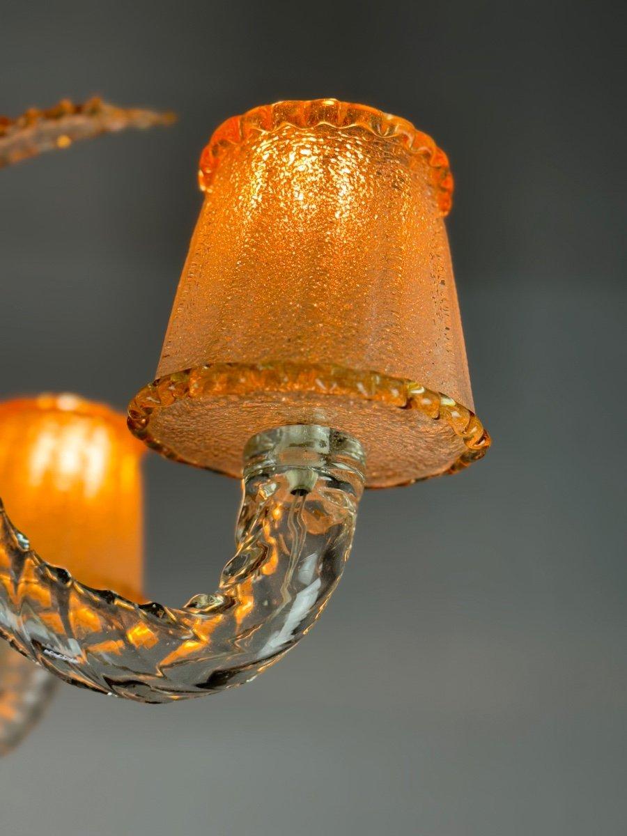20th Century Venetian Chandelier In Colorless And Golden Murano Glass Circa 1950 For Sale