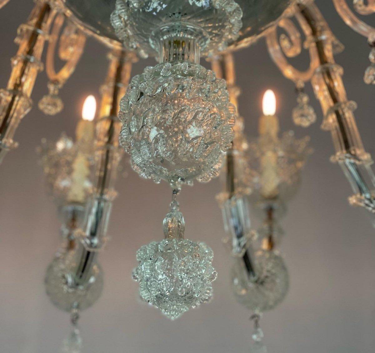 Venetian Chandelier In Colorless Murano Glass, 10 Arms Of Light 2