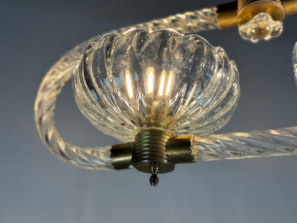Venetian Chandelier In Colorless Murano Glass And Brass Circa 1950 In Excellent Condition For Sale In Honnelles, WHT