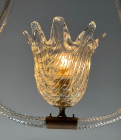 Venetian chandelier in colorless Murano glass around 1950