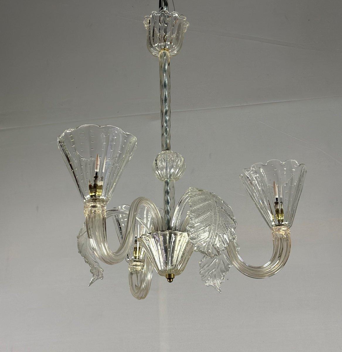 Venetian chandelier in Murano glass, 3 arms of light, new electrification