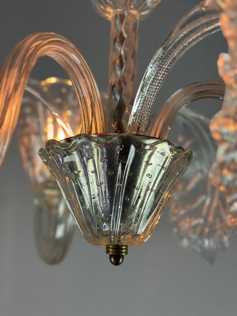 Art Nouveau Venetian Chandelier In Colorless Murano Glass Circa 1940 For Sale