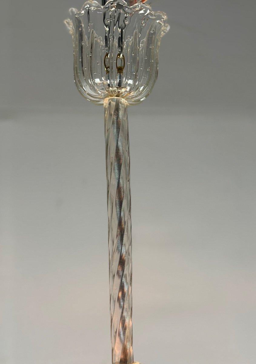 Venetian Chandelier In Colorless Murano Glass Circa 1940 In Good Condition For Sale In Honnelles, WHT