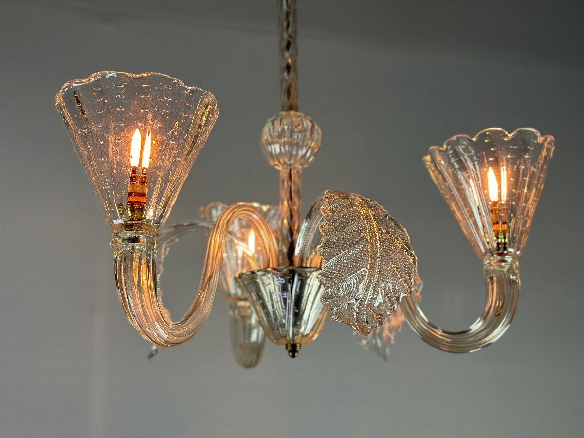 20th Century Venetian Chandelier In Colorless Murano Glass Circa 1940 For Sale
