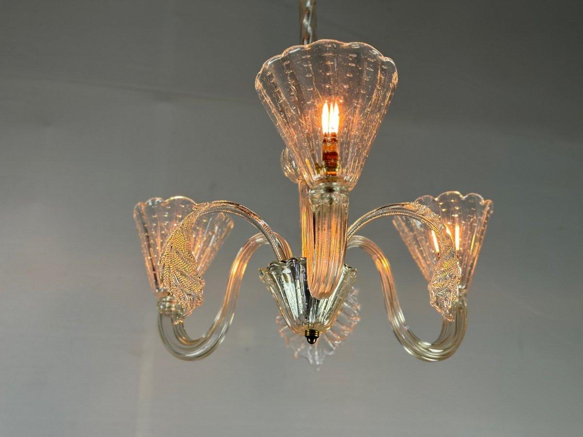 Venetian Chandelier In Colorless Murano Glass Circa 1940 For Sale 1