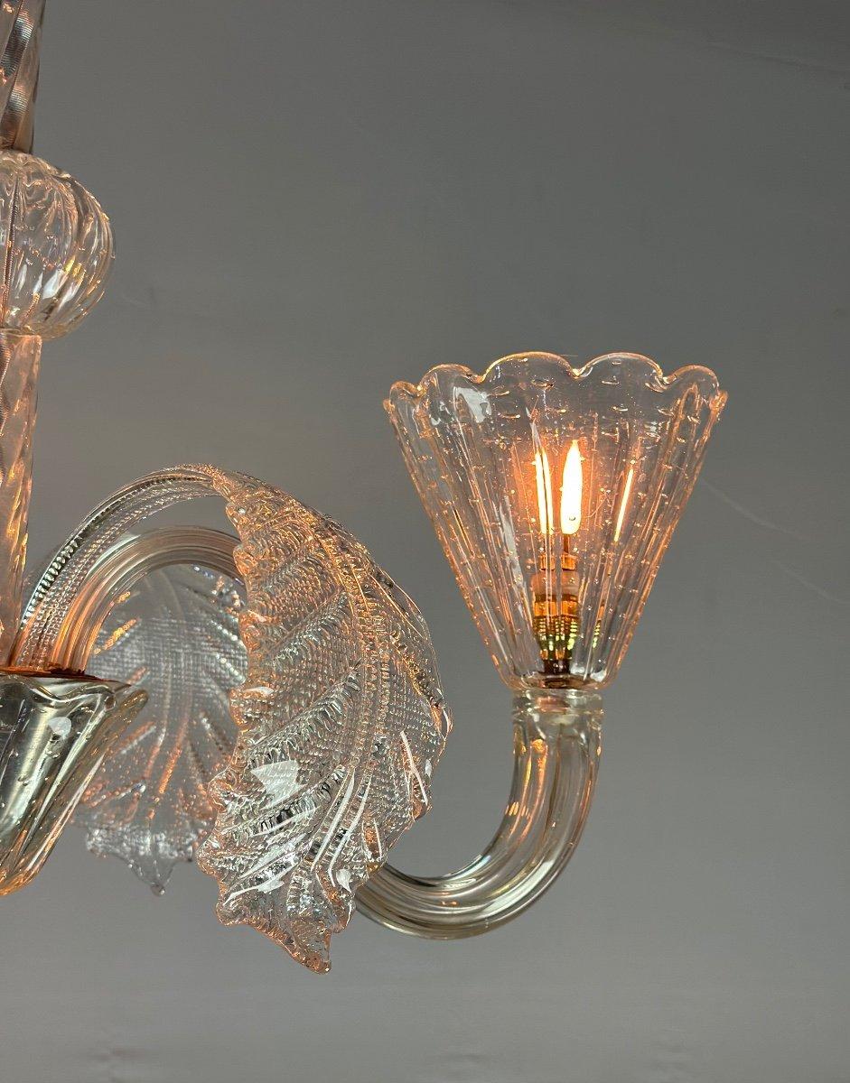 Venetian Chandelier In Colorless Murano Glass Circa 1940 For Sale 3