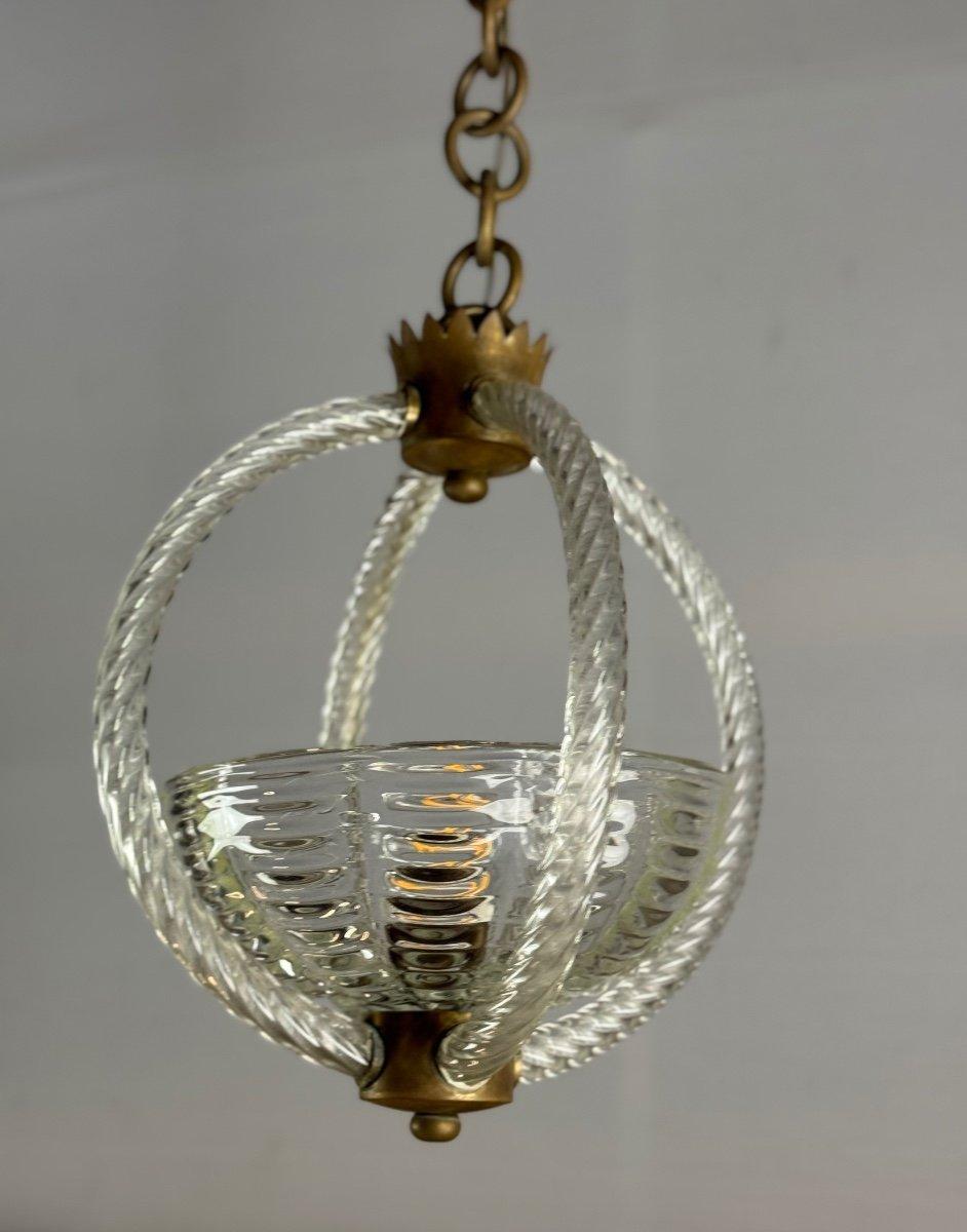 Art Déco Lampadario veneziano in vetro di Murano incolore CIRCA 1950 in vendita
