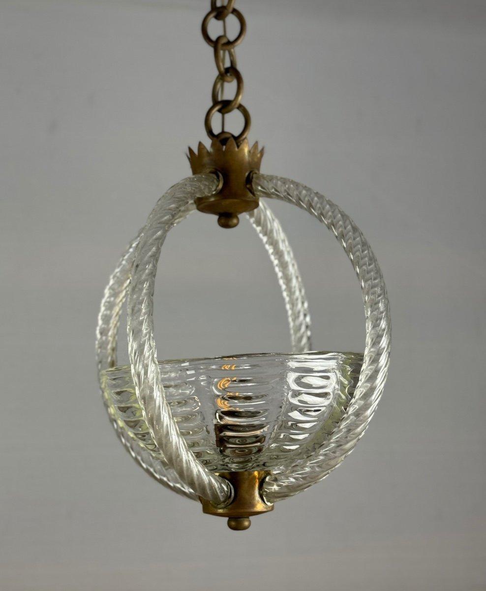 Italiano Lampadario veneziano in vetro di Murano incolore CIRCA 1950 in vendita
