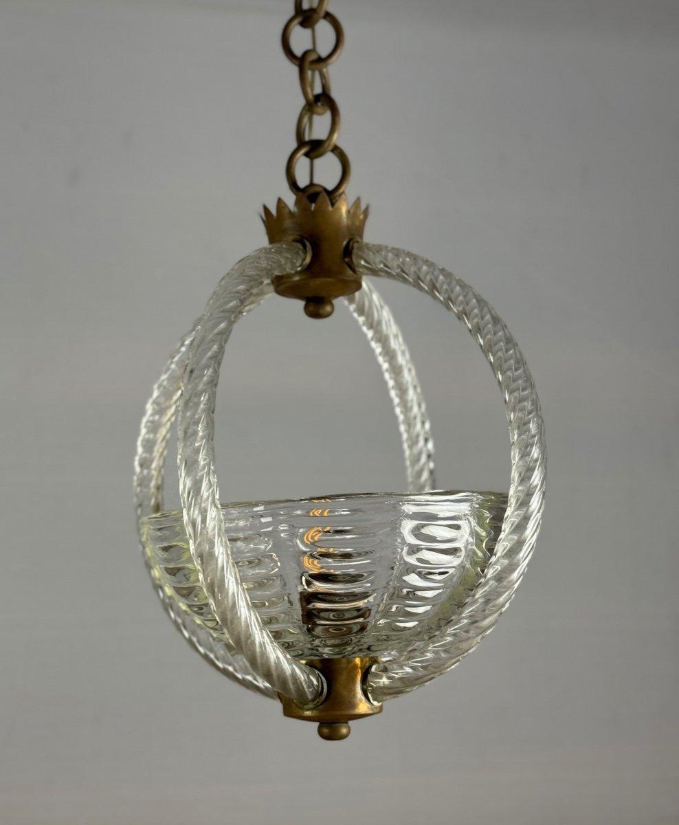 Italian Venetian Chandelier In Colorless Murano Glass Circa 1950 For Sale