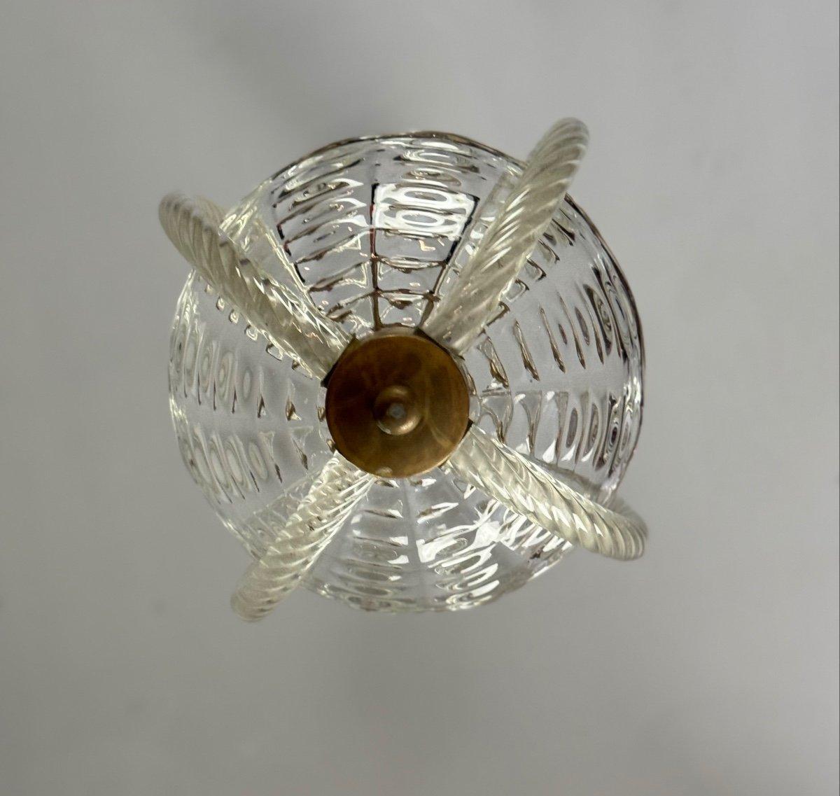 Lampadario veneziano in vetro di Murano incolore CIRCA 1950 In condizioni ottime in vendita a Honnelles, WHT