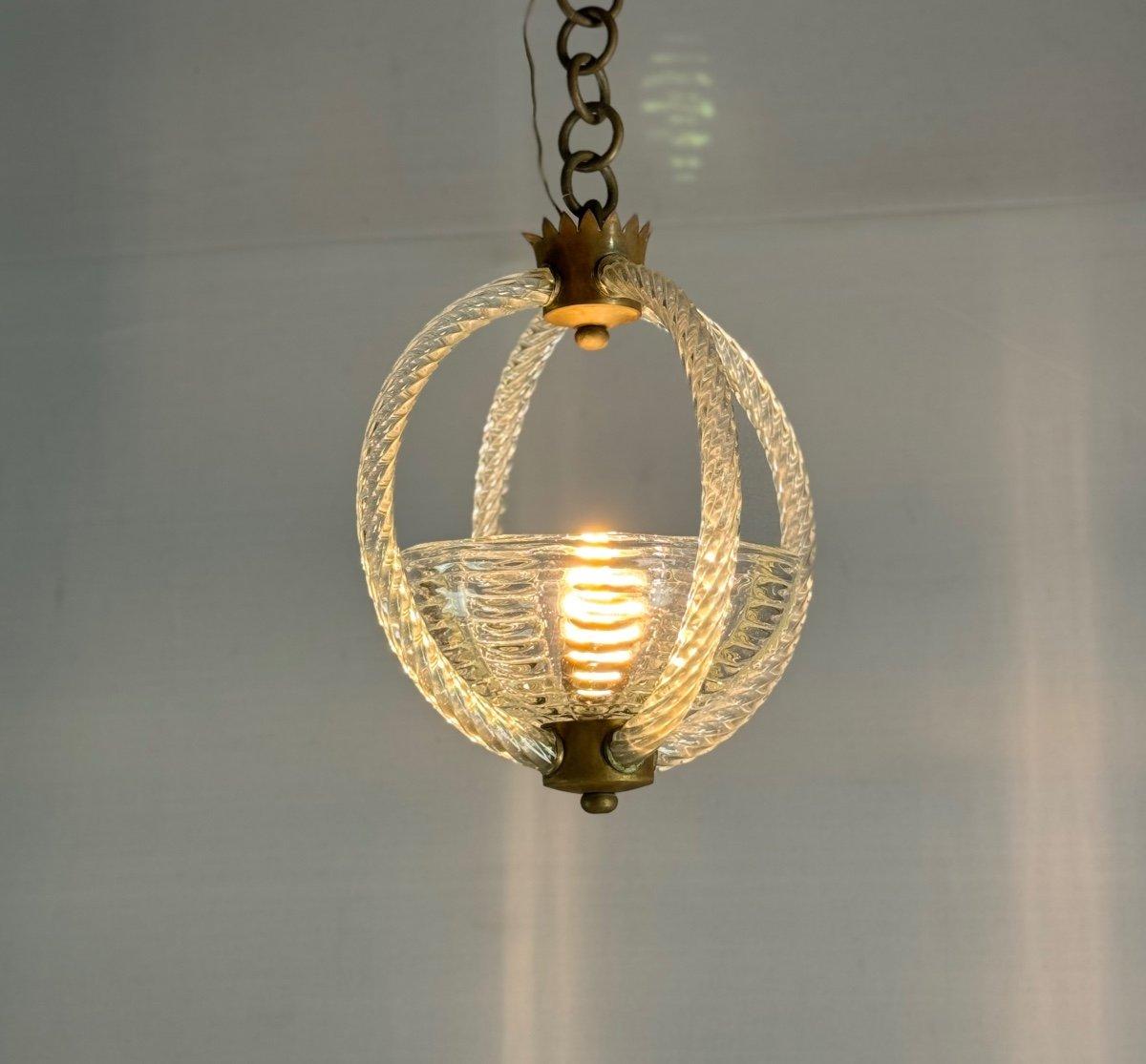 Lampadario veneziano in vetro di Murano incolore CIRCA 1950 in vendita 1