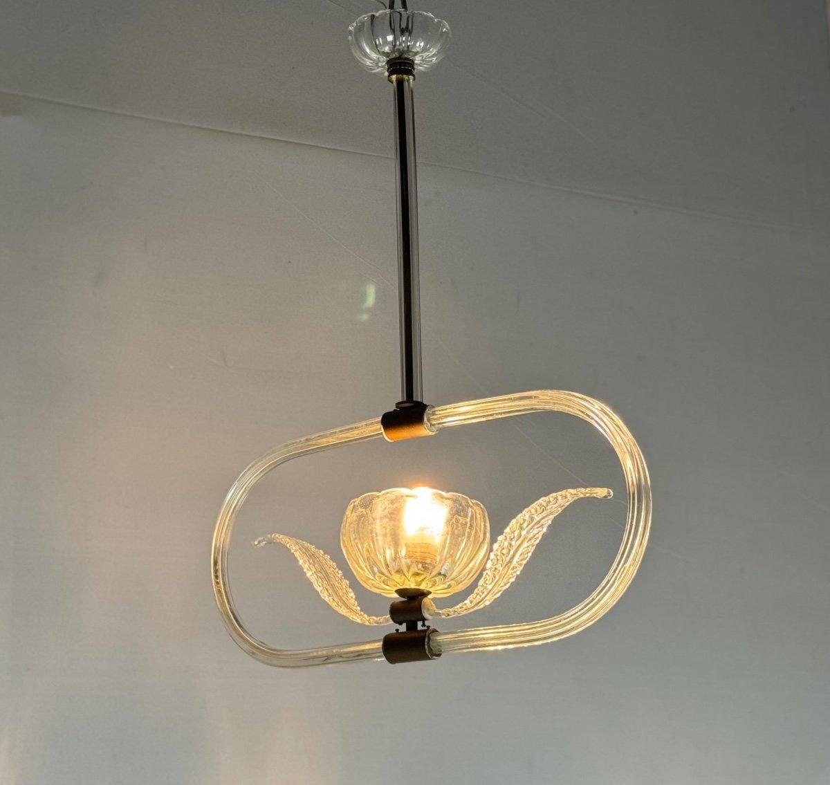 Venetian Chandelier In Colorless Murano Glass Circa 1950 For Sale 3