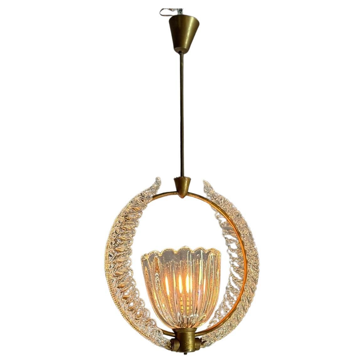 Venetian Chandelier In Colorless Murano Glass Circa 1950