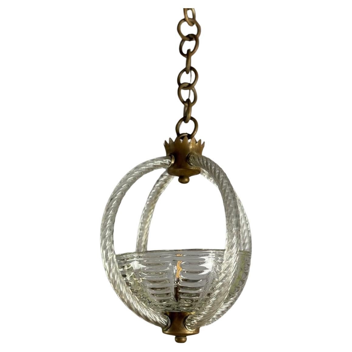 Venetian Chandelier In Colorless Murano Glass Circa 1950