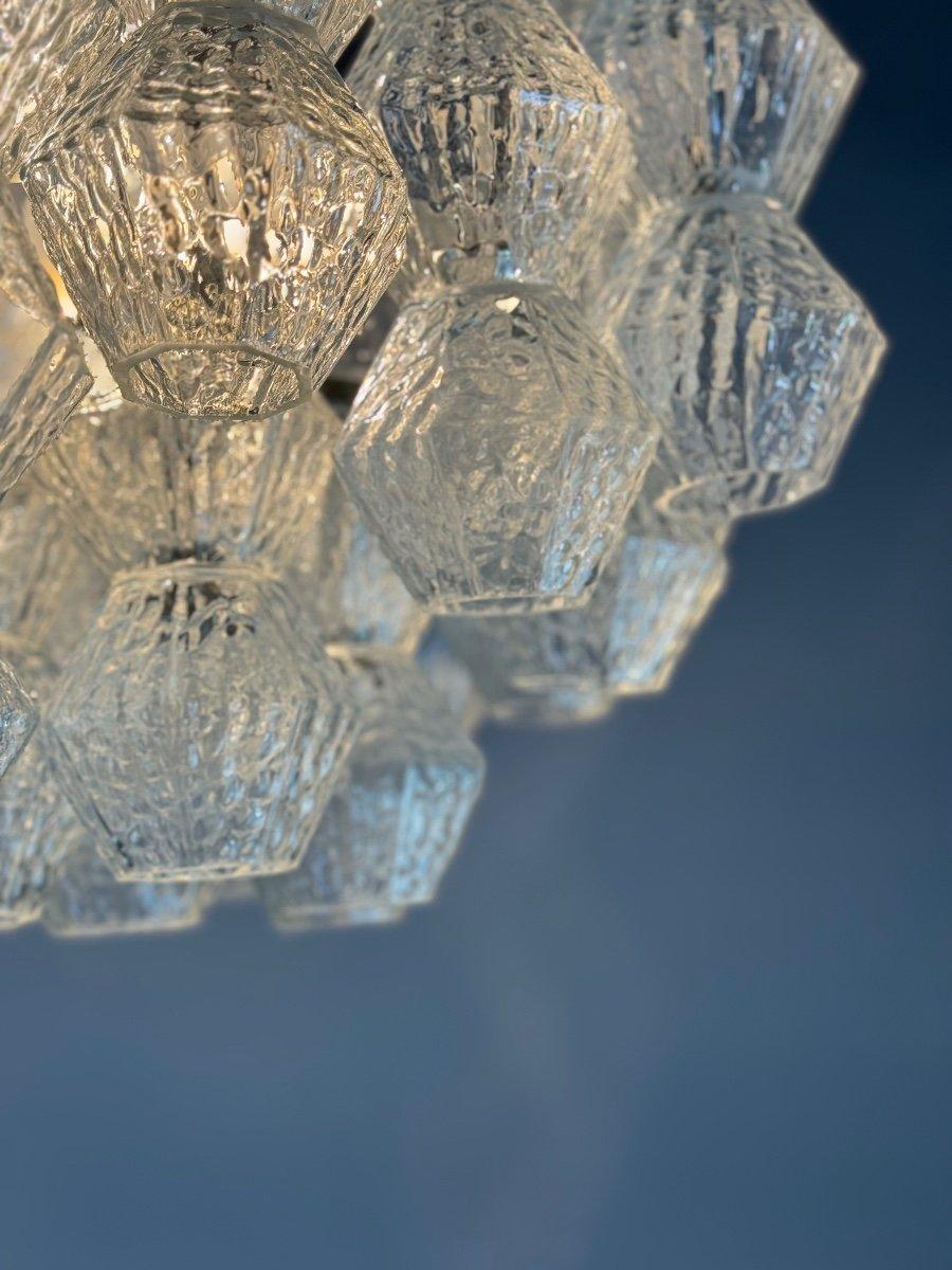 Italiano Lampadario veneziano in vetro di Murano incolore CIRCA 1970 in vendita