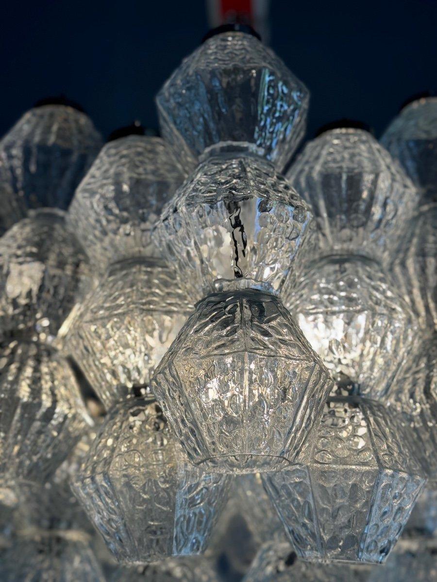 Lampadario veneziano in vetro di Murano incolore CIRCA 1970 In condizioni ottime in vendita a Honnelles, WHT