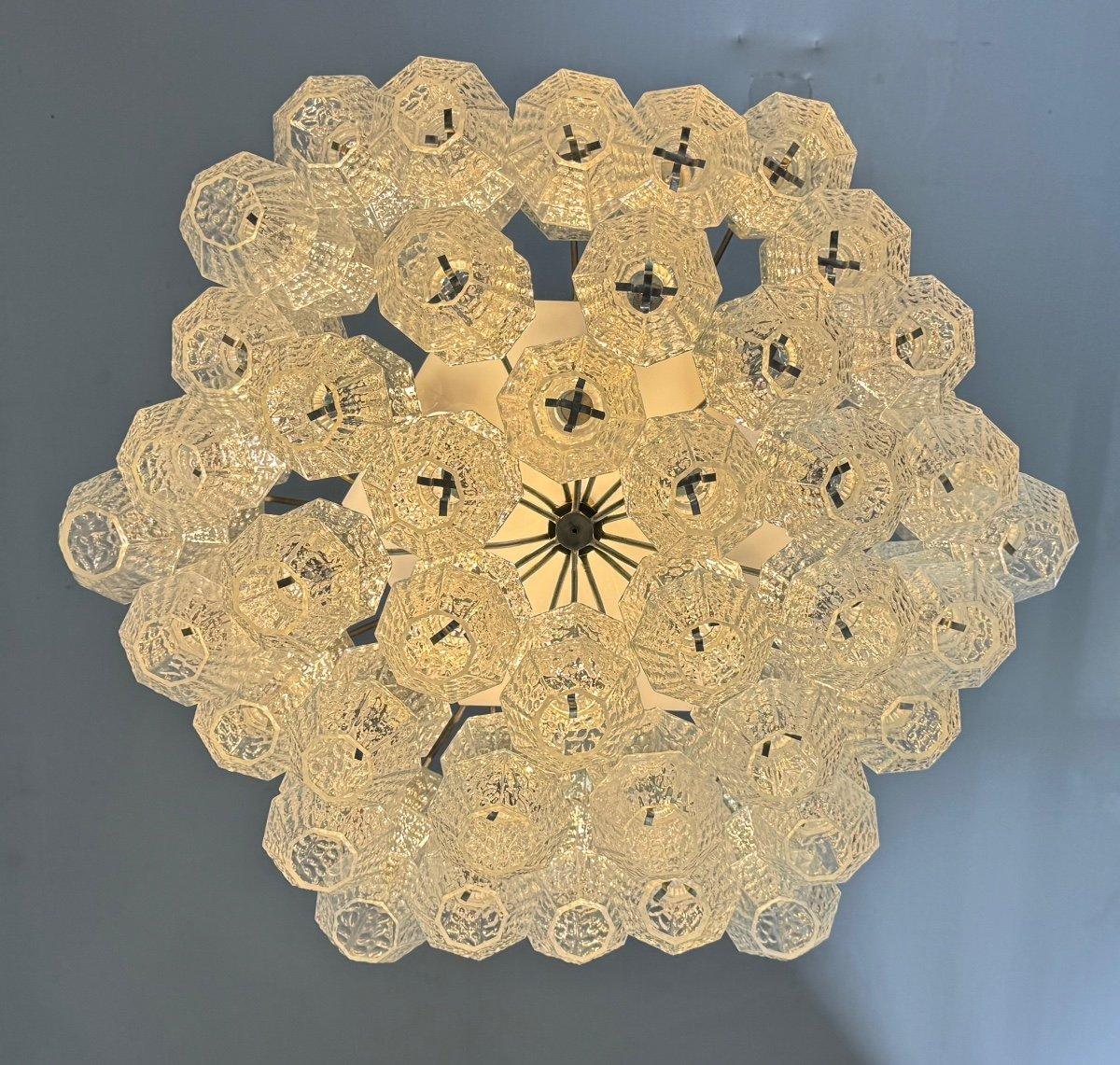 Metallo Lampadario veneziano in vetro di Murano incolore CIRCA 1970 in vendita