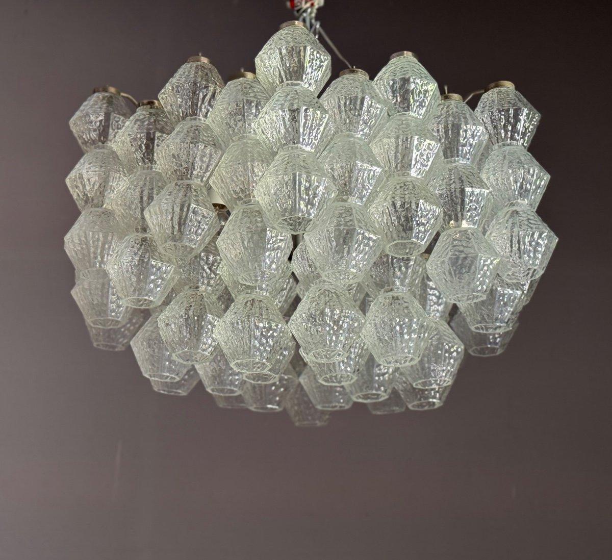 Lampadario veneziano in vetro di Murano incolore CIRCA 1970 in vendita 1