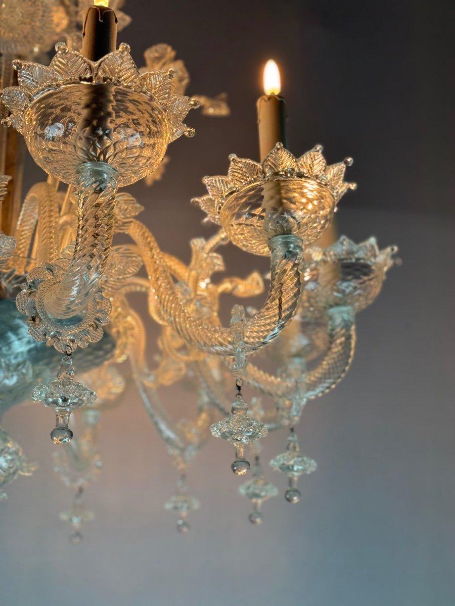 Lustre vénitien en verre de Murano incolore, 12 Lights, Circa 1900 en vente 3