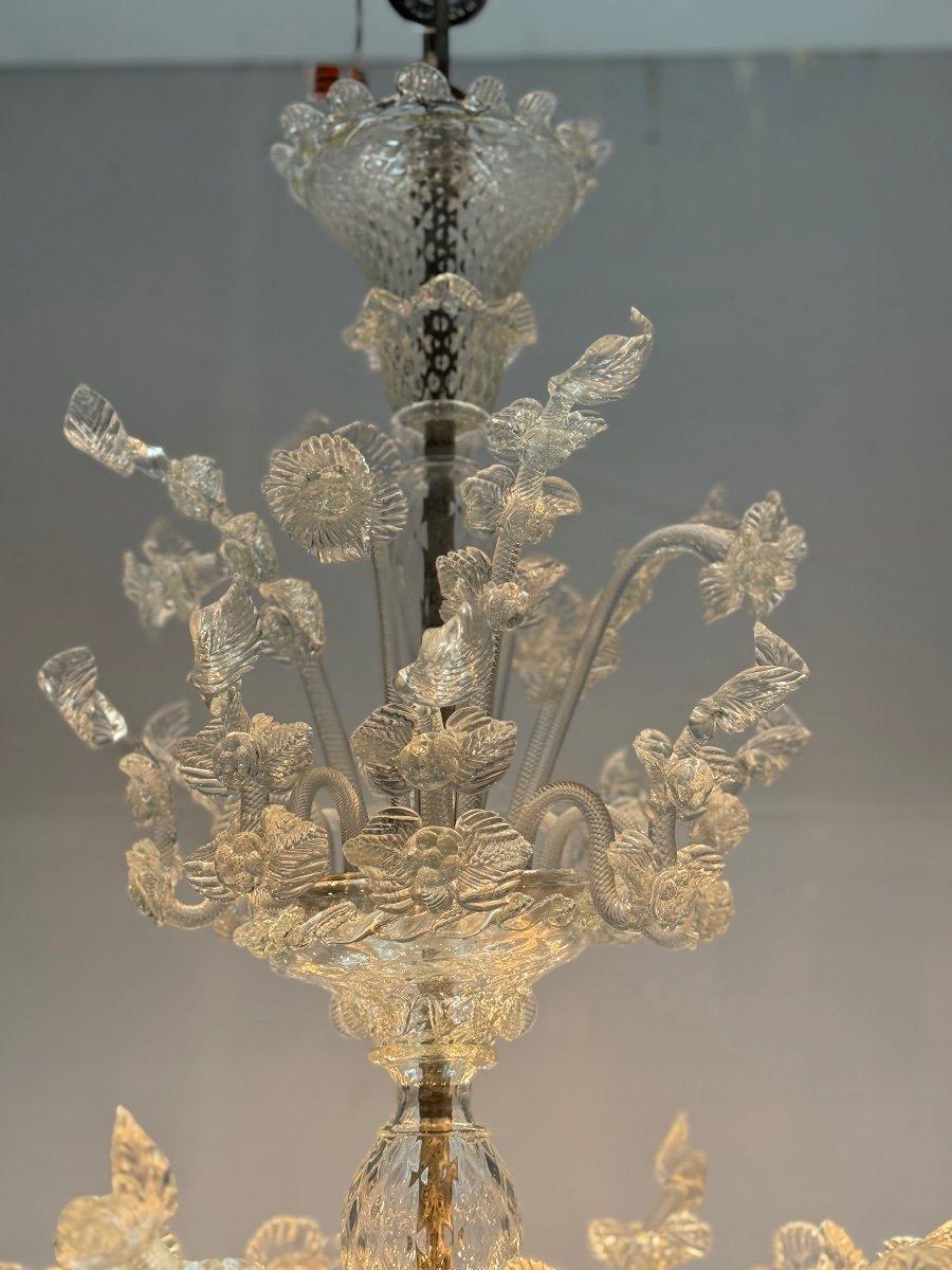 Louis XVI Lustre vénitien en verre de Murano incolore, 12 Lights, Circa 1900 en vente