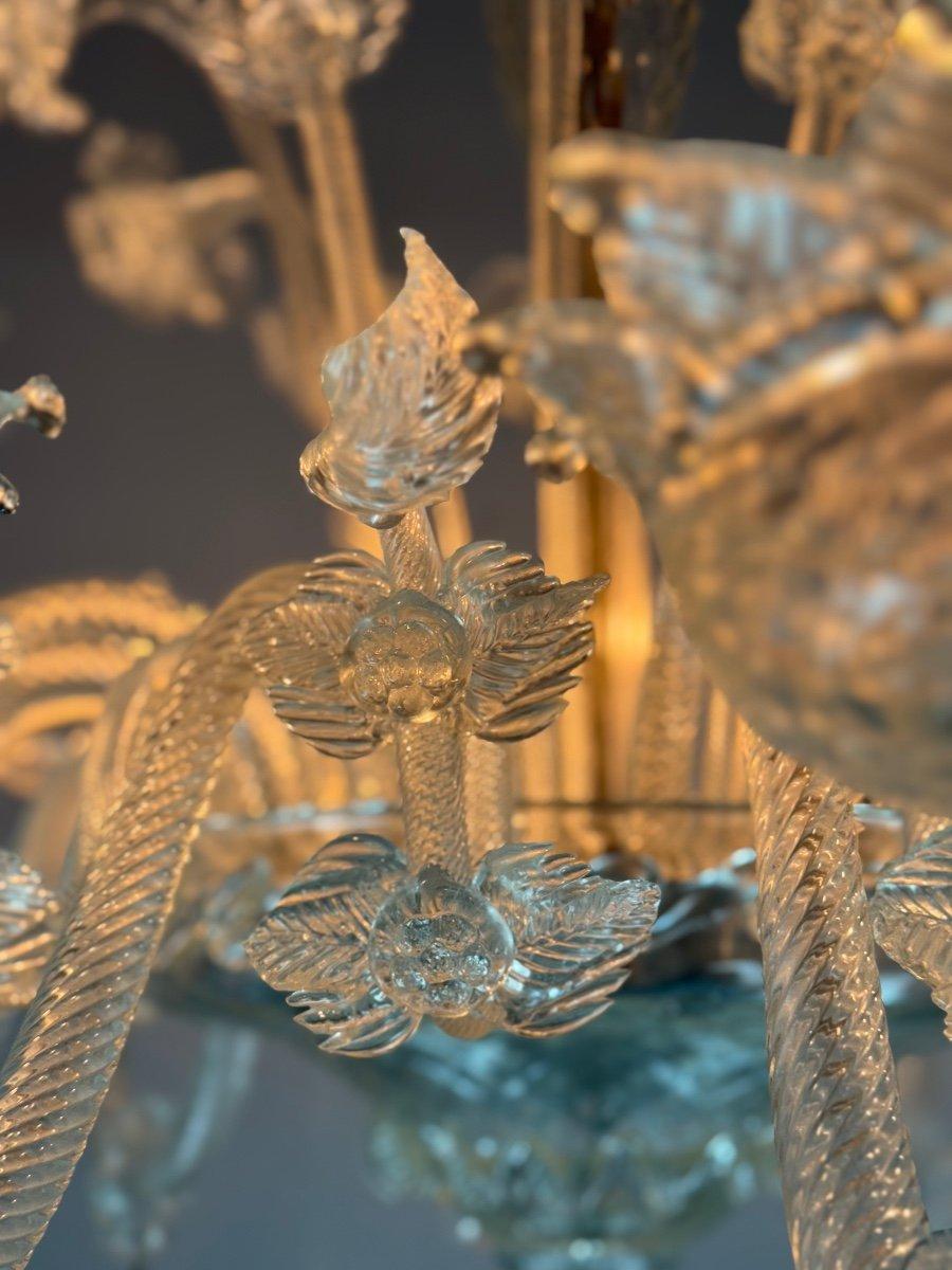 Lustre vénitien en verre de Murano incolore, 12 Lights, Circa 1900 Bon état - En vente à Honnelles, WHT