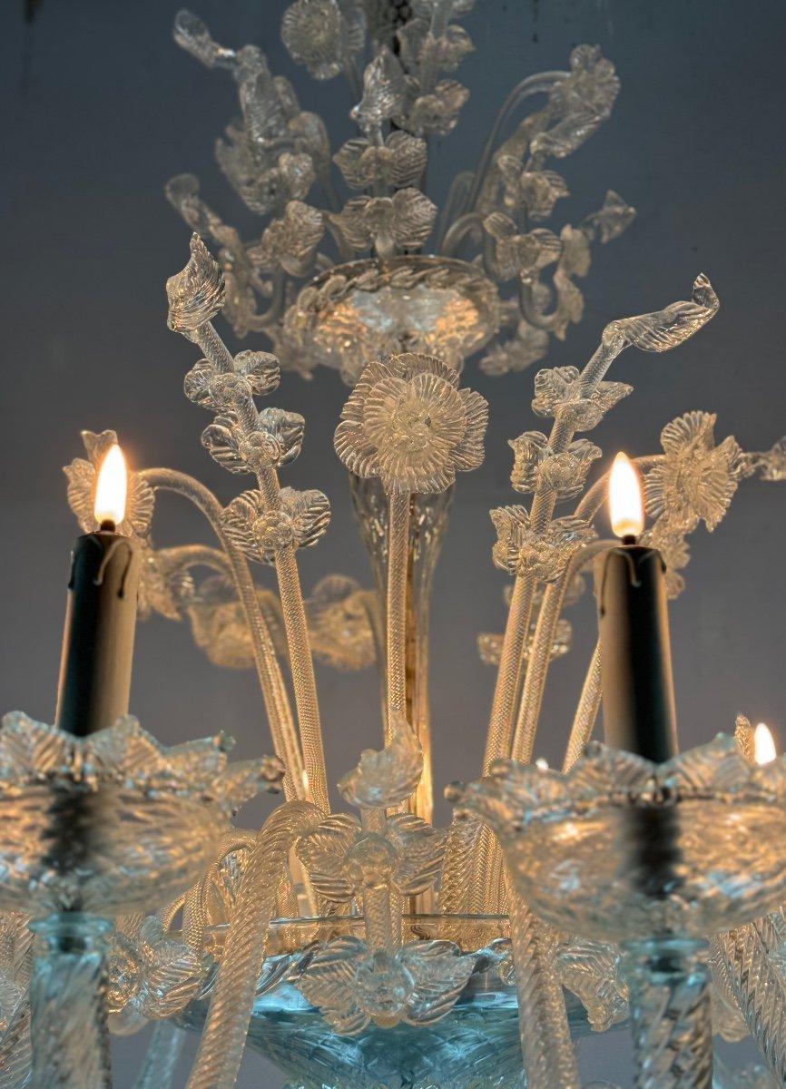 20ième siècle Lustre vénitien en verre de Murano incolore, 12 Lights, Circa 1900 en vente