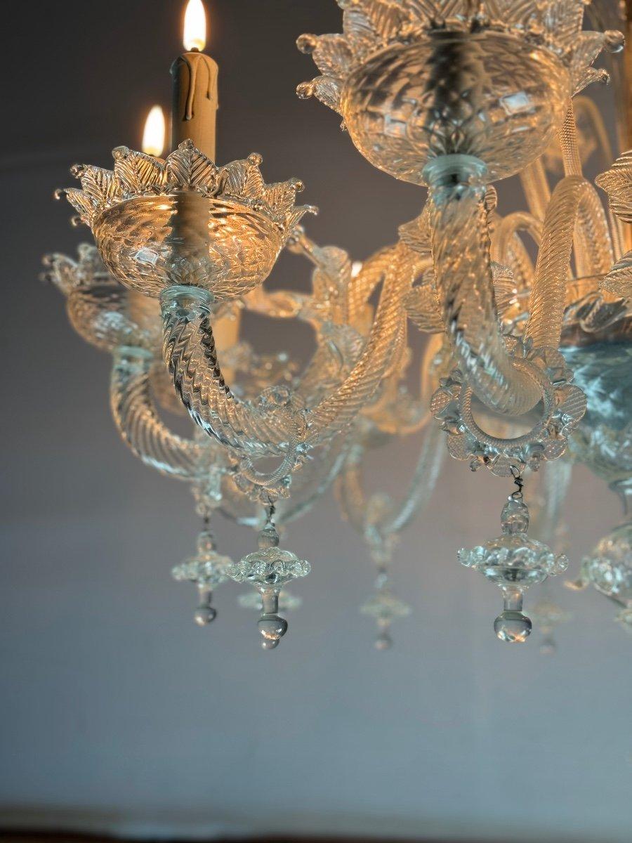 Métal Lustre vénitien en verre de Murano incolore, 12 Lights, Circa 1900 en vente