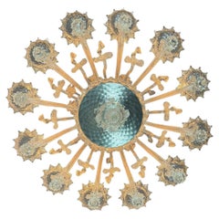 Araña Veneciana De Cristal De Murano Incoloro, 12 Brazos De Luz, Circa 1900