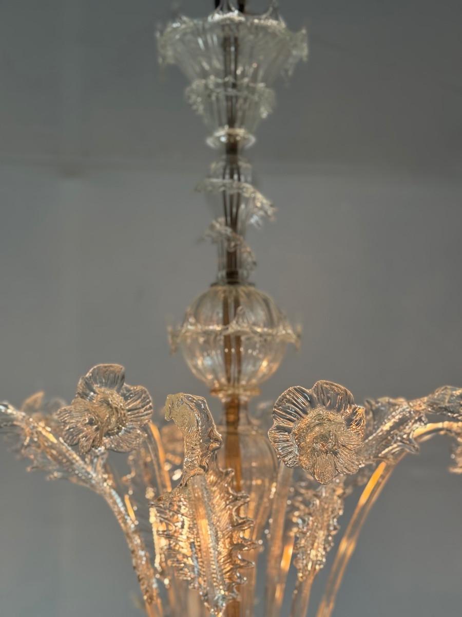 Crystal Venetian Chandelier In Colourless Murano Glass 6 Light Arms, Circa 1930 For Sale