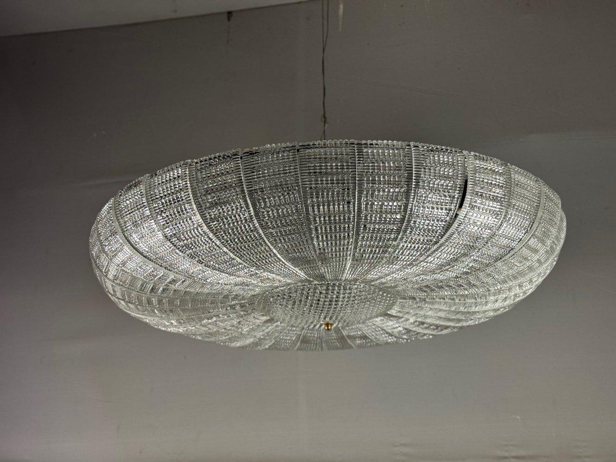 Italiano Lampadario veneziano in vetro di Murano incolore, 1980 circa