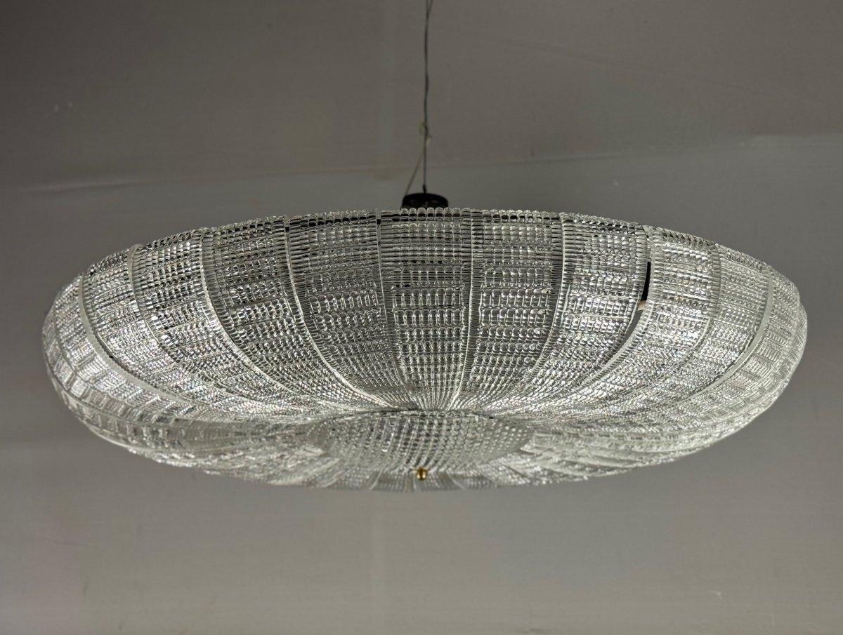 Lampadario veneziano in vetro di Murano incolore, 1980 circa In condizioni ottime a Honnelles, WHT