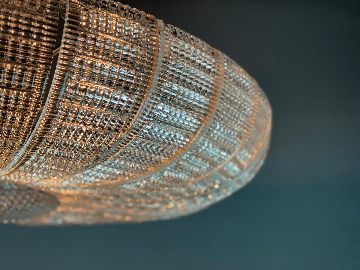 XX secolo Lampadario veneziano in vetro di Murano incolore, 1980 circa