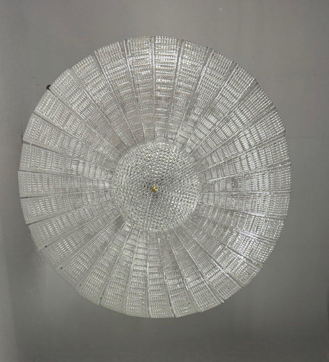 Metallo Lampadario veneziano in vetro di Murano incolore, 1980 circa
