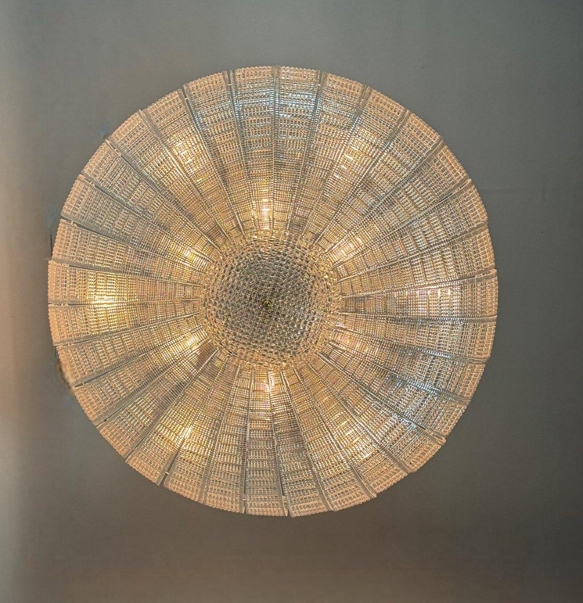 Lampadario veneziano in vetro di Murano incolore, 1980 circa 1