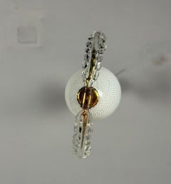 Venetian chandelier in colourless Murano glass, ‘Vetro à reticello’ cut, circa 1